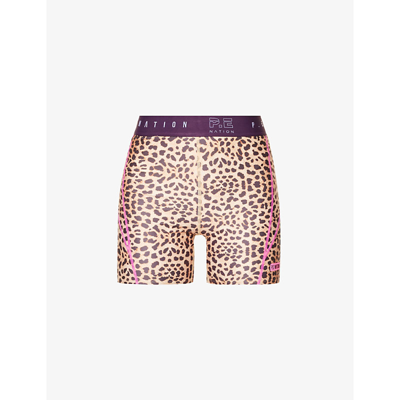 Shop P.e Nation Women's Animal Print Del Mar Branded-waistband Recycled-polyester Blend Shorts