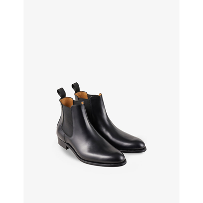 Shop Sandro Men's Noir / Gris Chelsea Leather Ankle Boots In Black
