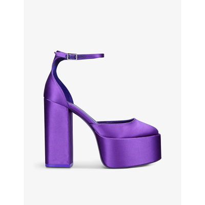 Shop Paris Texas Dalilah Platform Satin Sandals In Purple