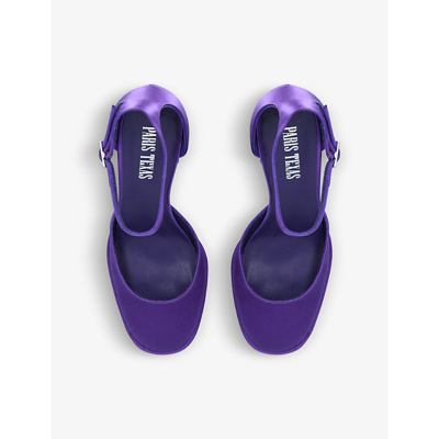 Shop Paris Texas Dalilah Platform Satin Sandals In Purple