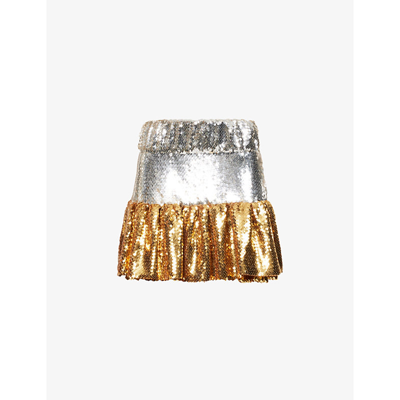 Shop Rabanne Paco  Womens Silver Jupe Sequin-embellished Woven Mini Skirt
