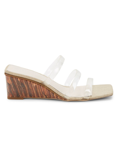 Shop Sanctuary Women's Klique Clear Strap Wedge Sandals In Ivory