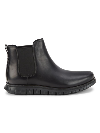Shop Cole Haan Men's Zerogrand Leather Chelsea Boots In Black