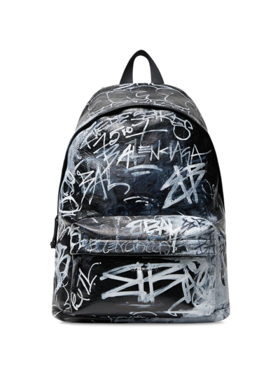 Shop Balenciaga Men's Explorer Backpack Graffiti In Black