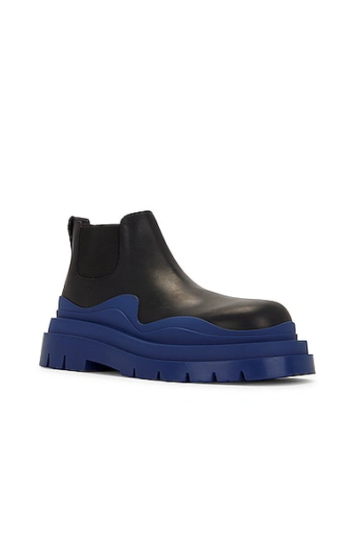 Shop Bottega Veneta Tire Chelsea Ankle Boot In Black & Cruise