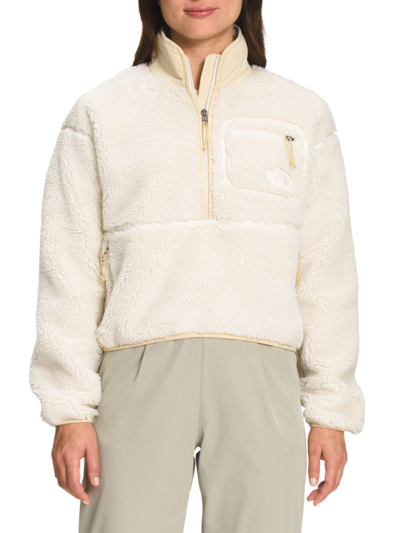 Shop The North Face Women's Extreme Pile Pullover Jacket In Gardenia White