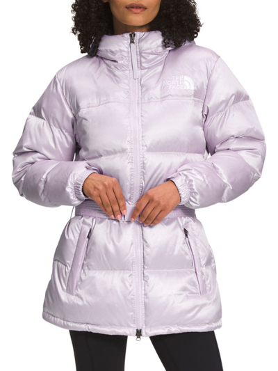 Shop The North Face Women's Nuptse Belted Mid Jacket In Lavender Fog