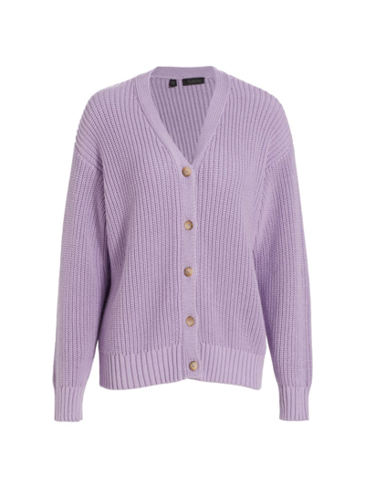 Shop Saks Fifth Avenue Women's Collection Long-sleeve Knit Cardigan In Purple