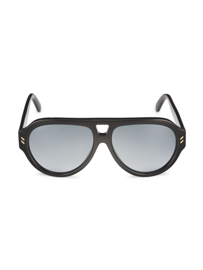 Shop Stella Mccartney Women's 58mm Pilot Sunglasses In Shiny Black