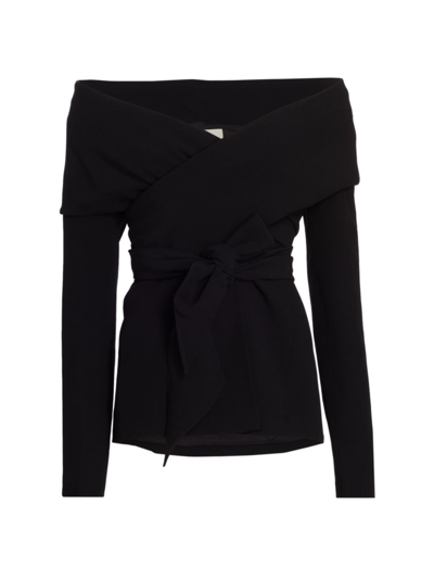 Shop Lafayette 148 Women's Portrait Collar Wrap Jacket In Black