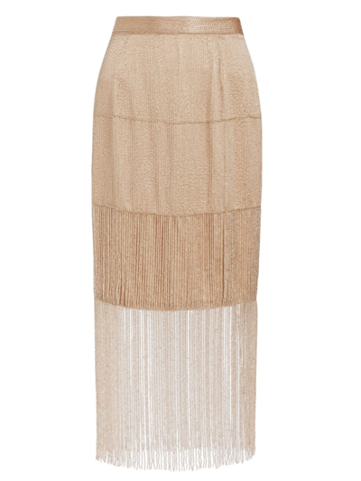 Shop Twp Women's Paltrow Beaded Midi-skirt In Rose Gold