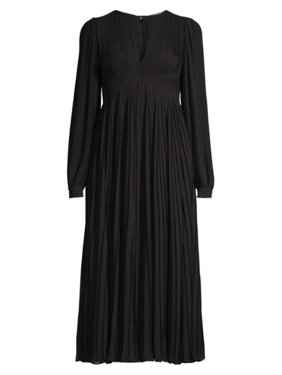 Shop Michael Michael Kors Women's Plissé-pleated Midi-dress In Black