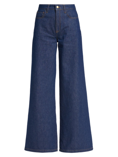 Shop Triarchy Women's Ms. Fonda High-rise Wide-leg Jeans In Dark Indigo