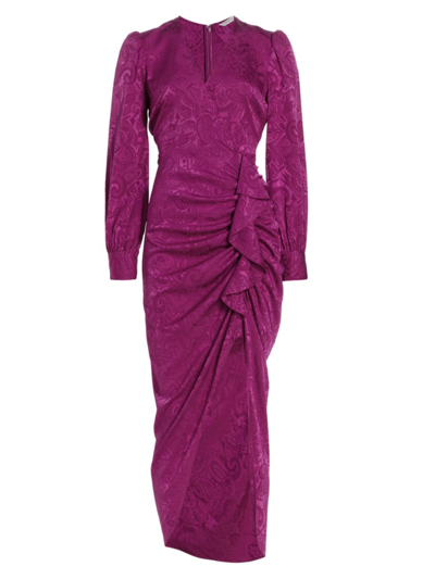 Shop Veronica Beard Women's Weiss Asymmetric Jacquard Midi-dress In Magenta