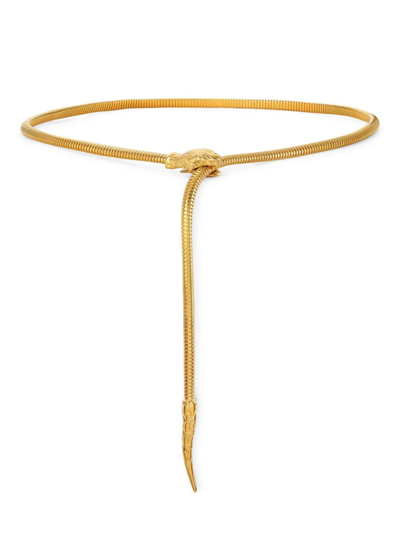 Shop Saint Laurent Women's Snake Head Chain Belt In Vintage