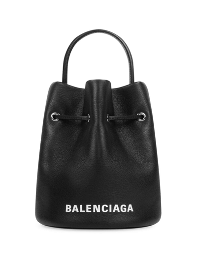 Shop Balenciaga Women's Everyday Xs Drawstring Bucket Bag In Black White