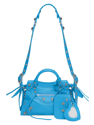 Shop Balenciaga Women's Neo Cagole Xs Handbag In Cyan
