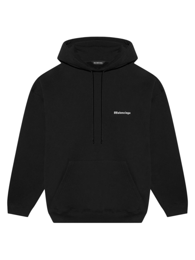 Shop Balenciaga Men's Bb Corp Hoodie Medium Fit In Black White