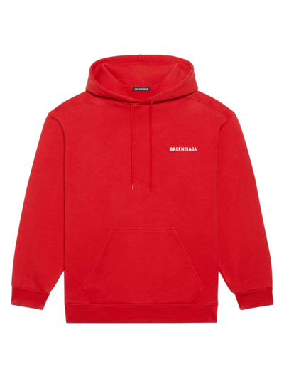 Shop Balenciaga Men's Logo Hoodie Medium Fit In Red White