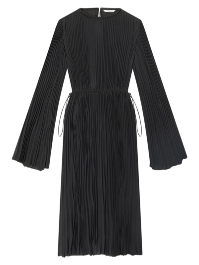 Shop Balenciaga Women's Pleated Drawstring Dress In Black