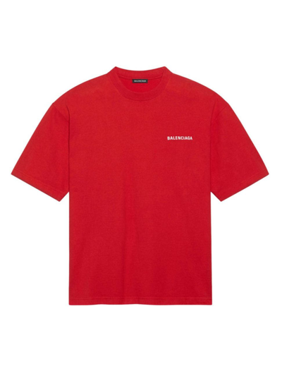 Shop Balenciaga Men's Logo T-shirt Medium Fit In Red White