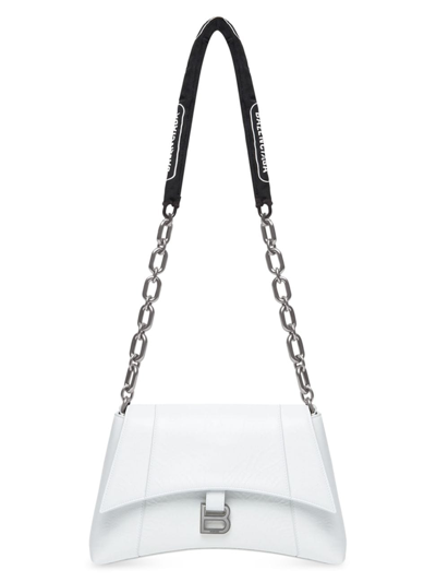 Shop Balenciaga Women's Downtown Small Shoulder Bag With Chain In White Black