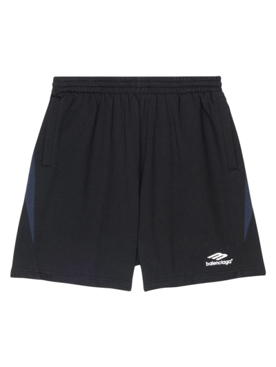 Shop Balenciaga Men's 3b Sports Icon Tracksuit Shorts In Black White Marine