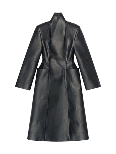 Shop Balenciaga Women's Flare Hourglass Coat In Black