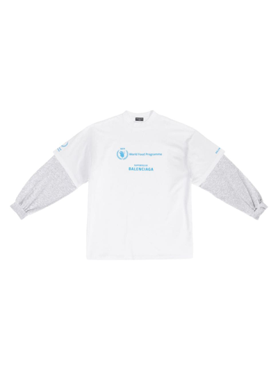 Shop Balenciaga Wfp Double Sleeves T-shirt In White Blue