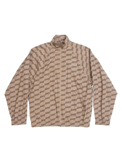 Shop Balenciaga Men's Bb Monogram Regular Fit Tracksuit Jacket In Beige Brown