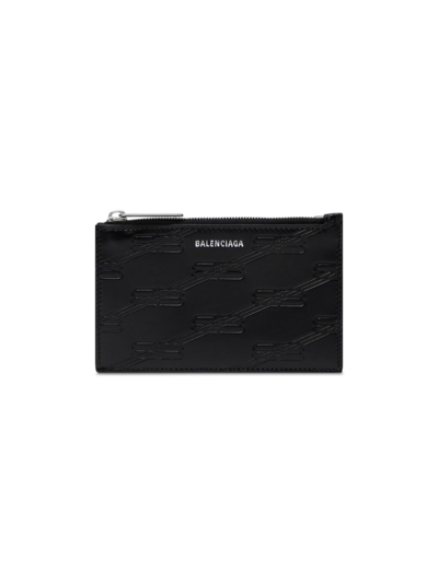 Shop Balenciaga Men's Embossed Monogram Long Coin And Card Holder In Box In Black