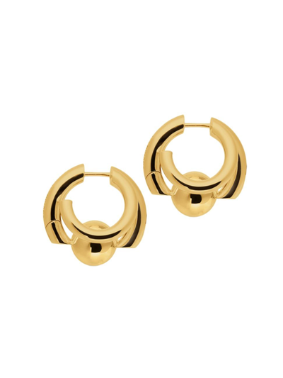 Shop Balenciaga Women's Cut Double Earring In Shiny Gold