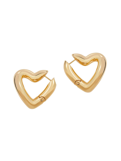 Shop Balenciaga Women's Loop Heart Earrings In Shiny Gold
