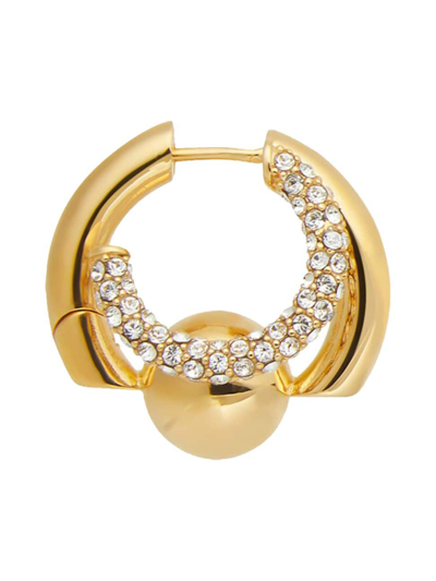 Shop Balenciaga Women's Cut Double Earring In Shiny Gold Crystal