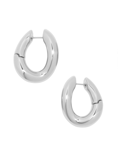 Shop Balenciaga Women's Loop Earrings In Shiny Silver