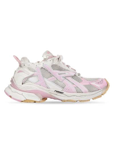 Shop Balenciaga Women's Runner Sneaker In White Pink Beige