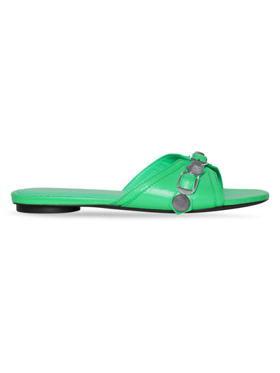 Shop Balenciaga Women's Cagole Sandal In Vivid Green Nickel