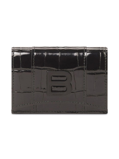 Shop Balenciaga Women's Hourglass Mini Wallet In Black