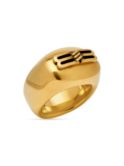 Shop Balenciaga Women's Bb Icon Ring In Antique Gold