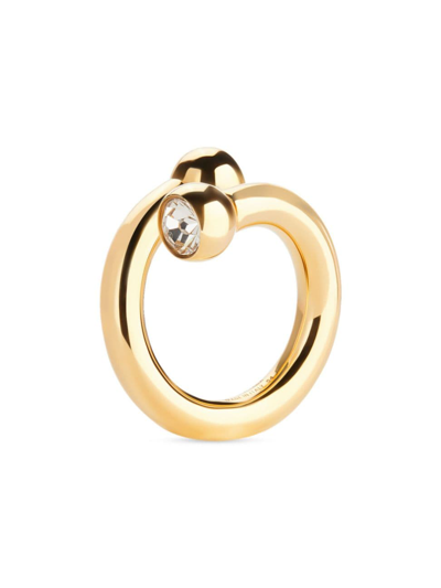 Shop Balenciaga Women's Force Ball Ring In Shiny Gold Crystal