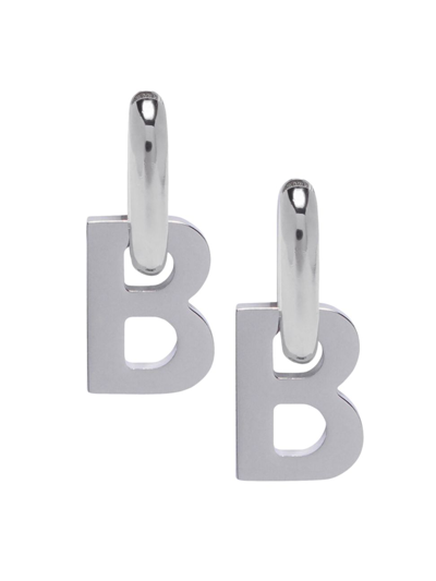 Shop Balenciaga Women's B Chain Xl Earrings In Shiny Silver