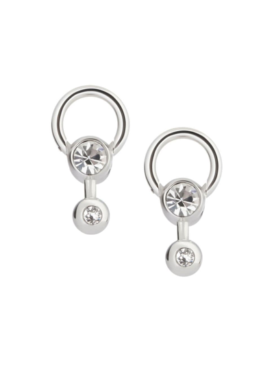 Shop Balenciaga Women's Force Ball Earrings In Shiny Silver Crystal