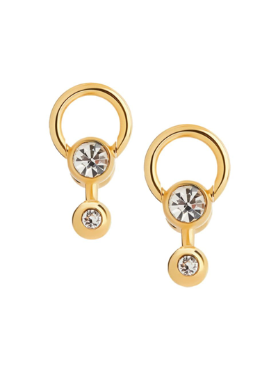 Shop Balenciaga Women's Force Ball Earrings In Shiny Gold Crystal
