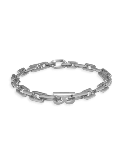 Shop Balenciaga Women's B Chain Thin Necklace In Shiny Silver