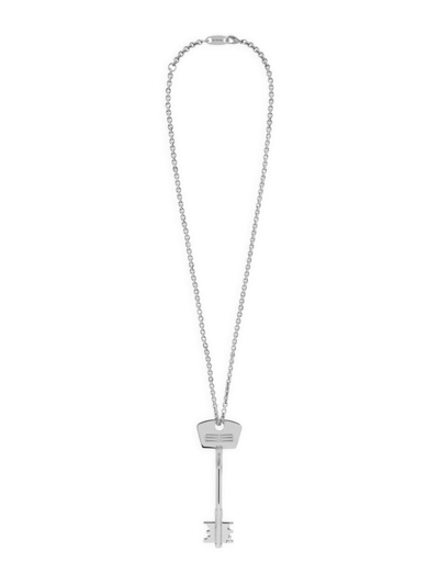 Shop Balenciaga Men's Bb Key Necklace In Shiny Silver