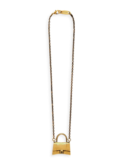 Shop Balenciaga Women's Bag Necklace In Antique Gold