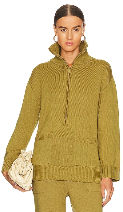Shop Lpa Domani Oversized Half Zip Sweater In Chartreuse