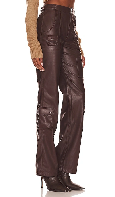 Shop Lpa Germano Faux Leather Cargo Pant In Dark Chocolate