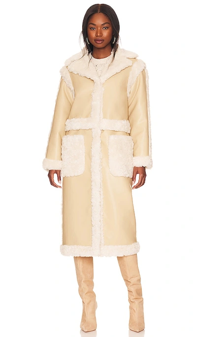 Lpa Adriano Coat In Tan & Creme Sherpa