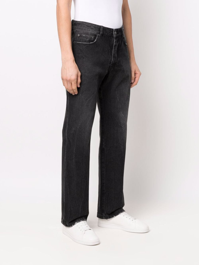 Shop Ami Alexandre Mattiussi Mid-rise Straight-leg Jeans In Black